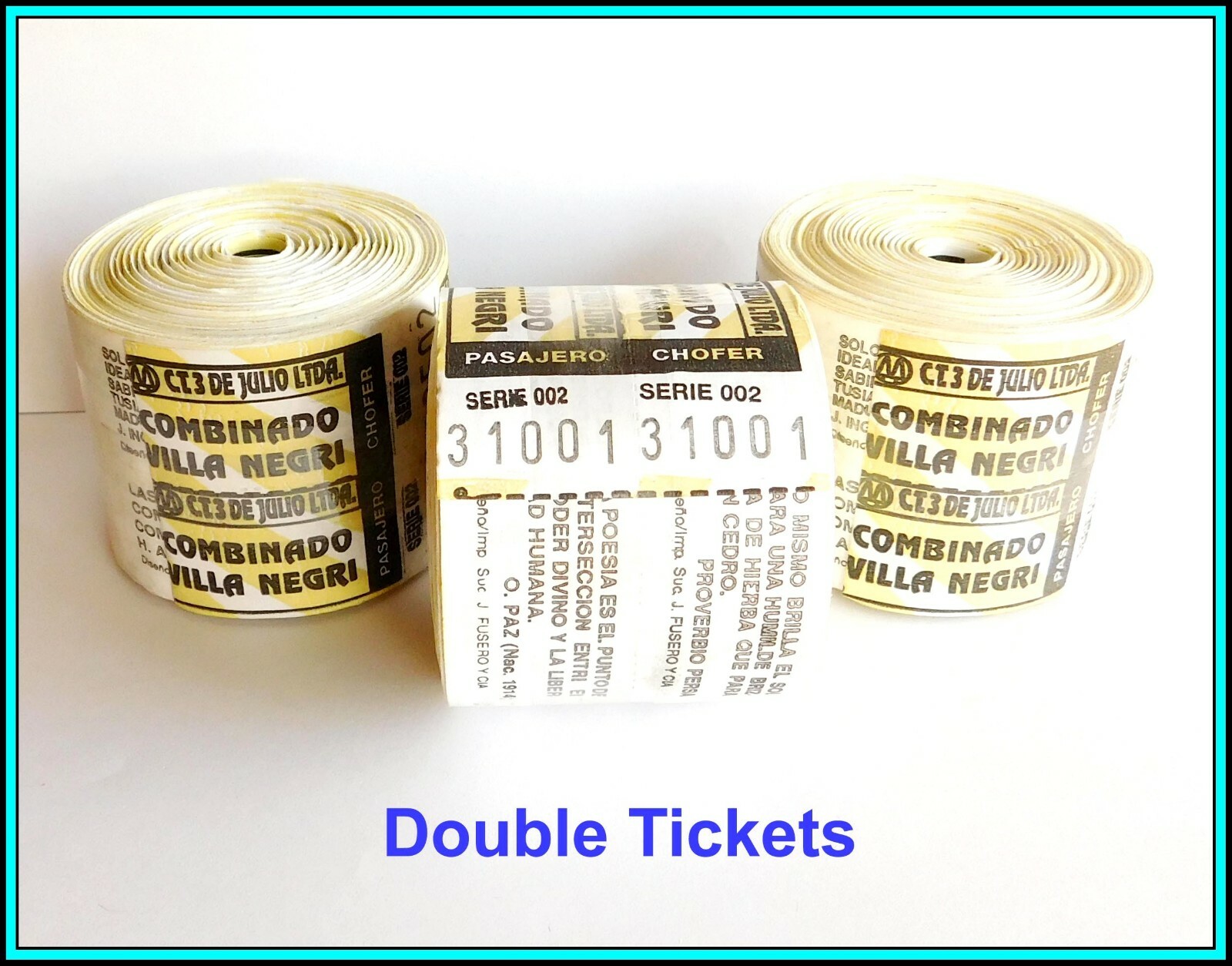 アルゼンチンのロールチケット☆２個セット 22d6aa2e7f10d93899ffb883a457c9