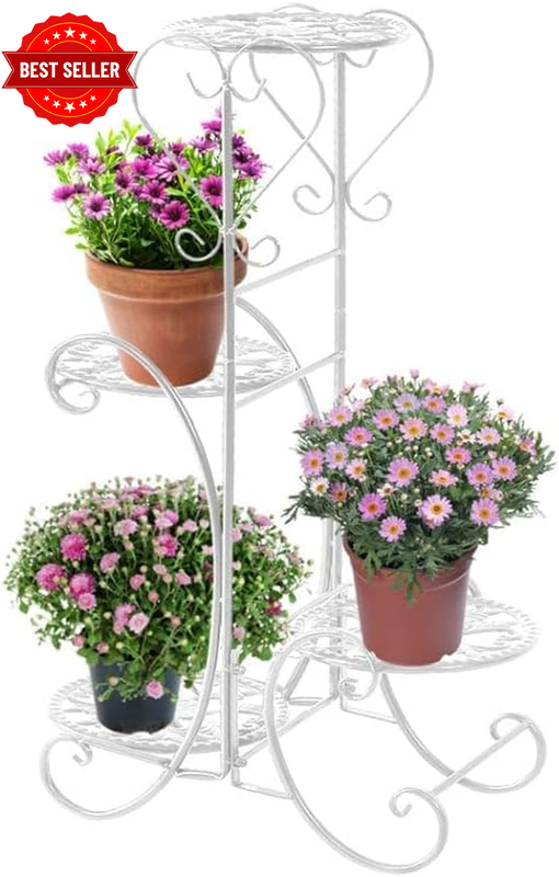 Plant Stand Outdoor Indoor Metal Flower Pots Rack Corner Planter Shelf