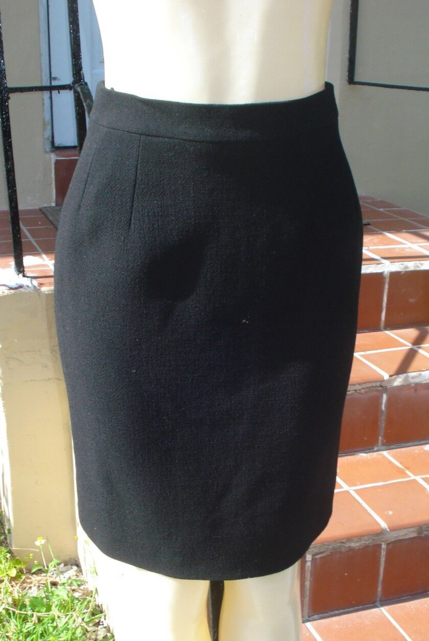 CELINE BLACK WOOL HIGH WAISTED CASUAL SKIRT Sz 38 MADE IN