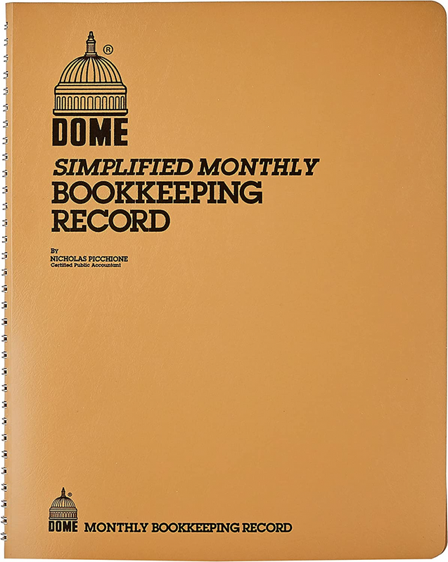 Dome 612 Bookkeeping Record, Tan Vinyl Cover, 128 Pages, 8 1/2 1-Pack, Brown