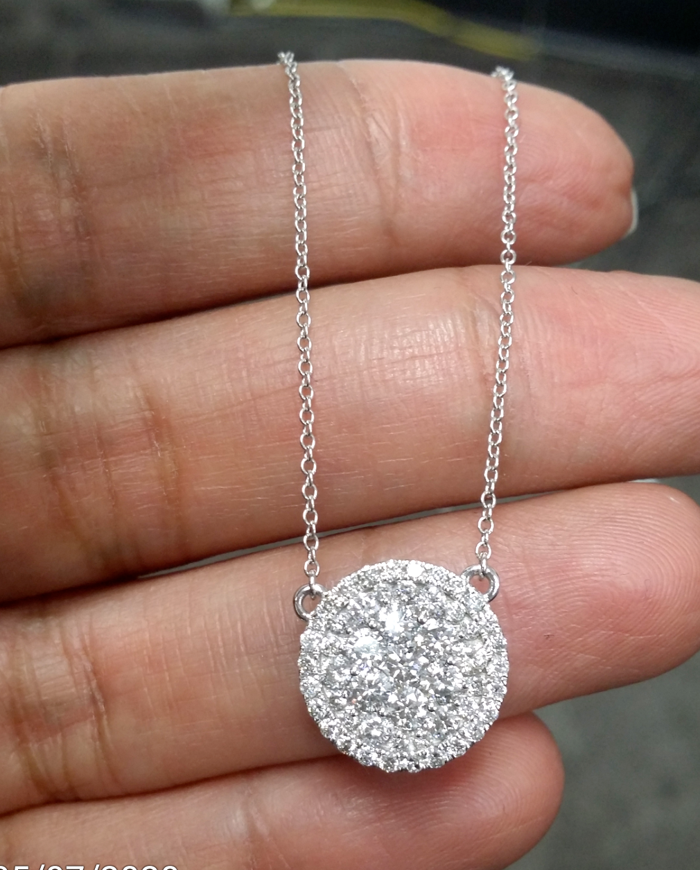 Pre-owned Handmade Deal 1.05ct Genuine Cluster Diamond Pendant Necklace 14k Gold With Chain 18" In H