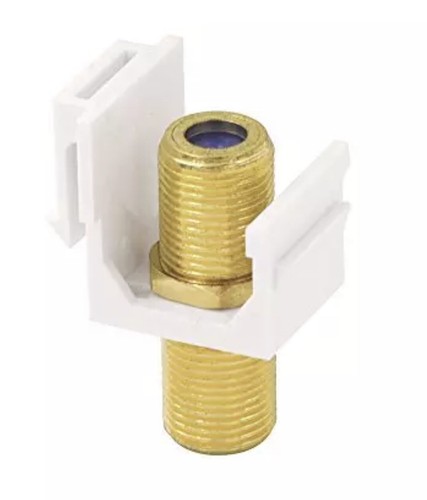 F Type Coax Coaxial Cable Coupler Keystone Jack Snap-in Gold Plated White 4 Pack