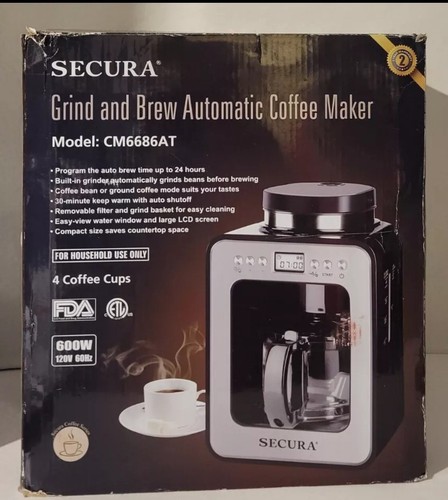 Secura Coffee Maker with Grinder, Programmable Grind and Brew Coffee