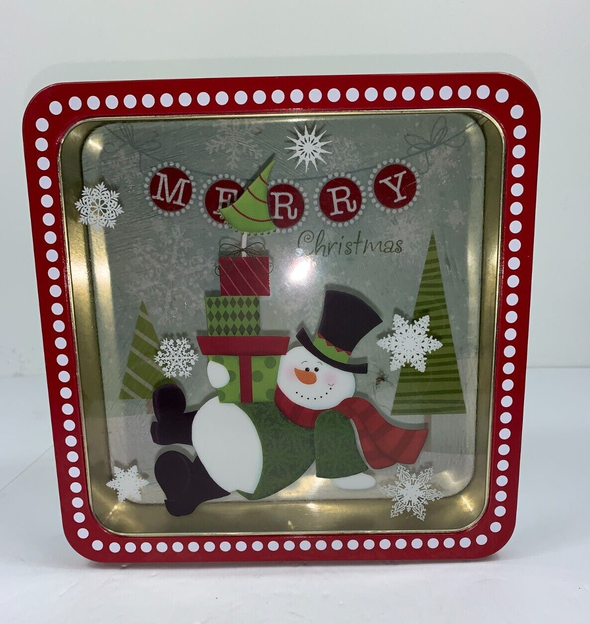 【セール】福袋/福箱ファッション通販 Snowman Christmas  Inside Printed Top Clear Tin イラスト