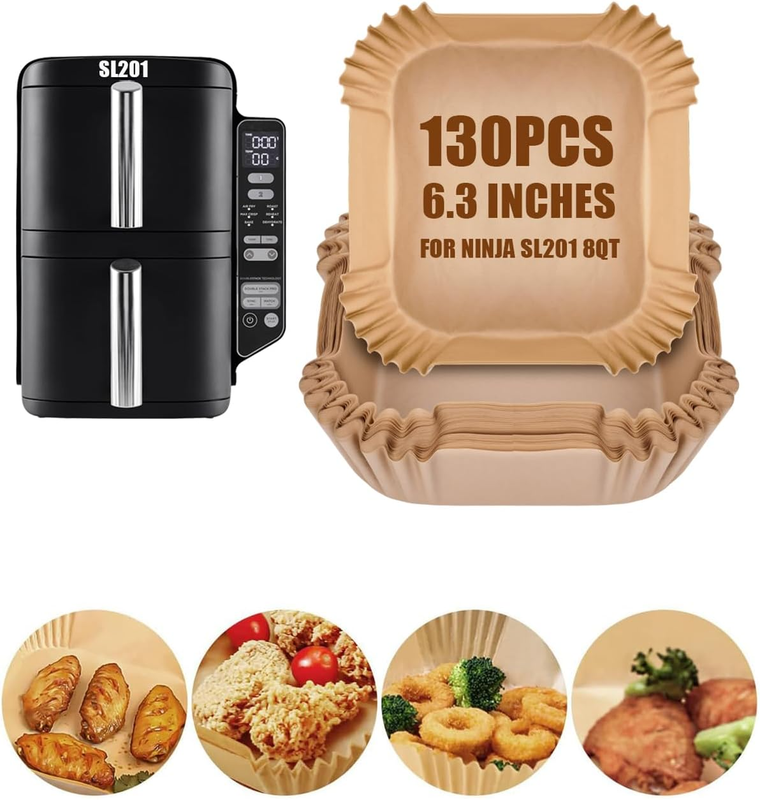 130PCs Air Fryer Liners Disposable for Ninja DoubleStack 2-Basket Air Fryer SL20