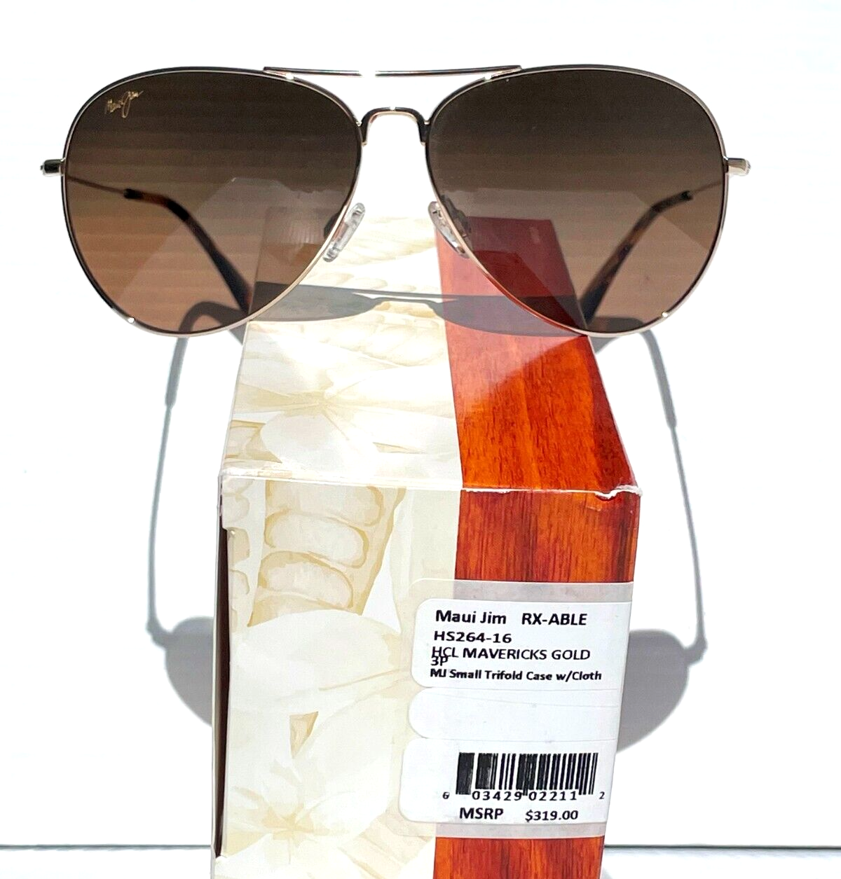 Pre-owned Maui Jim Mavericks Gold Polarized Hcl Bronze Lens Sunglass Hs264-16
