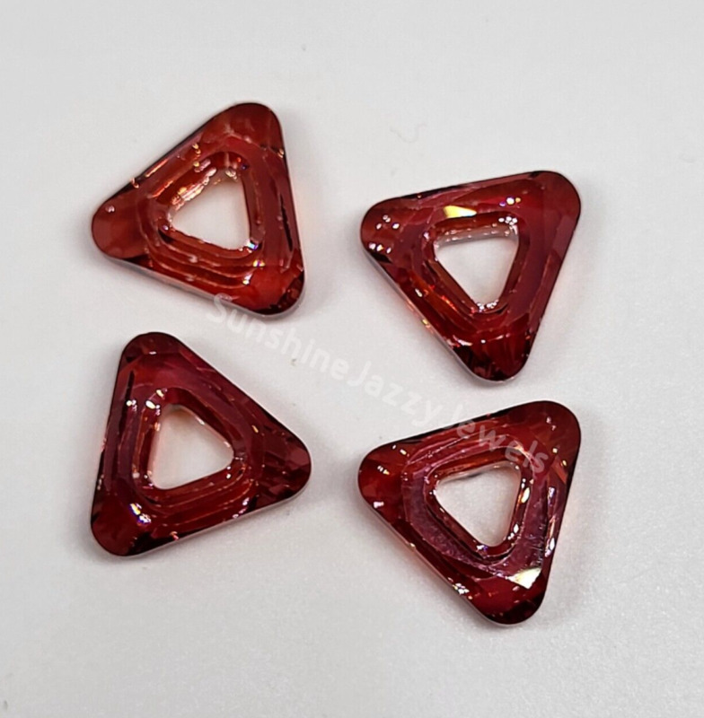 4pc Swarovski Crystal Red Magma 14mm Triangle 4737 Fancy Stone; No Hole