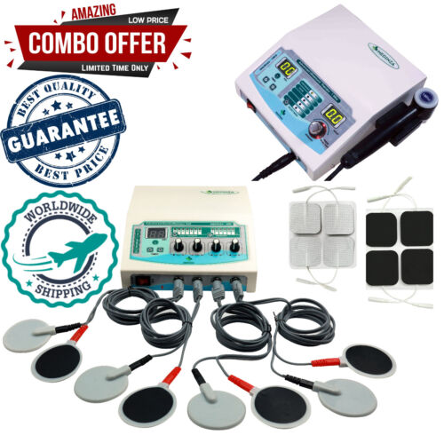 Ultrasound Therapy 1MHz Machine & 4 Channel ElectroTherapy Combo Physiotherapy