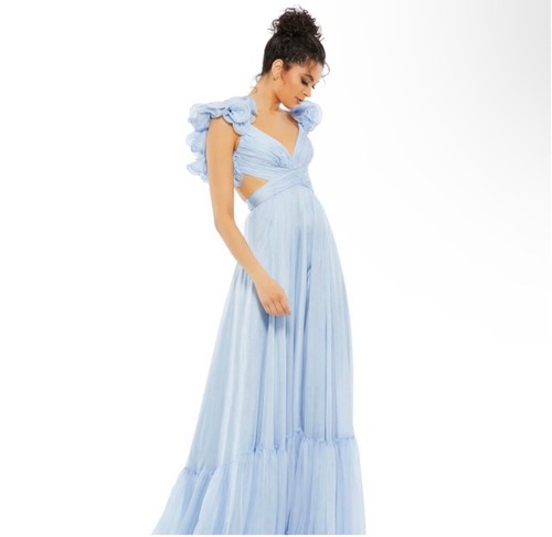 ●Mac Duggal●カットアウト付き シフォン ティアード ガウン ラッフルティアードカットアウトシフォンガウン - Mac Duggal