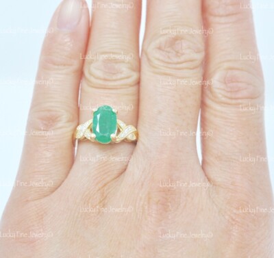 Pre-owned Luckyfinejewelry 3.02 Ct 14k Yellow Gold Ladies Natural Emerald & Diamond Ring In Green