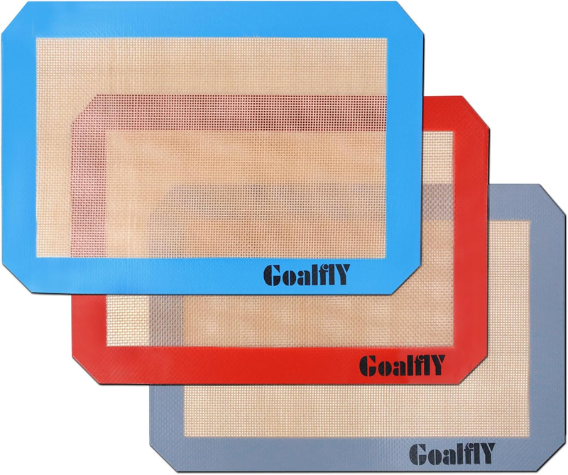 Small Silicone Baking Mat Sheet (11.8 X 8.5 IN), 3 Pieces Baking Mat Set
