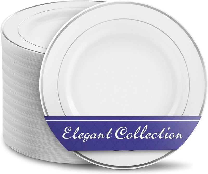 Pack De 40 Platos De Plástico Duro Reutilizables - 22 Cm, Blancos, Aptos Lavavajillas, Para Fiestas Y Eventos