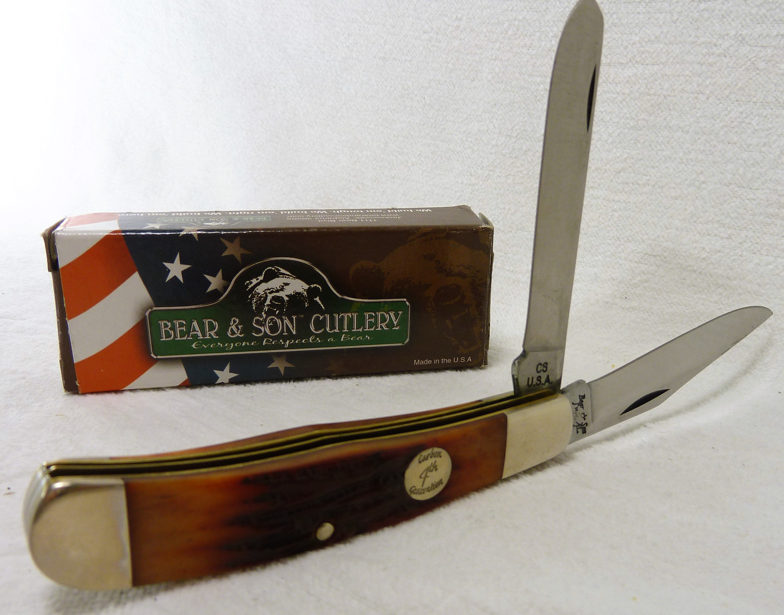 NEW Bear & Son Cutlery Folding Pocket Knife CRSB54 Red Carbon 4th Generation