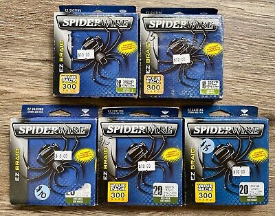 Lot of 5 Spiderwire Braided Line Packs - Multiple Lengths 