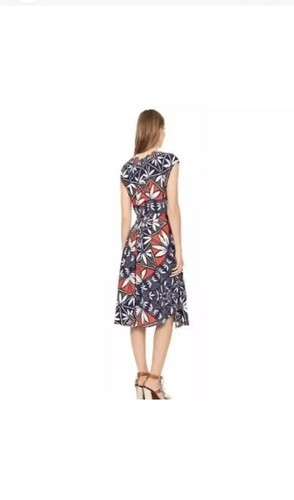 Pre-owned Tory Burch Acoma Pottery Silk Wrap Midi Dress Sz 0 $595 Msrp In Red