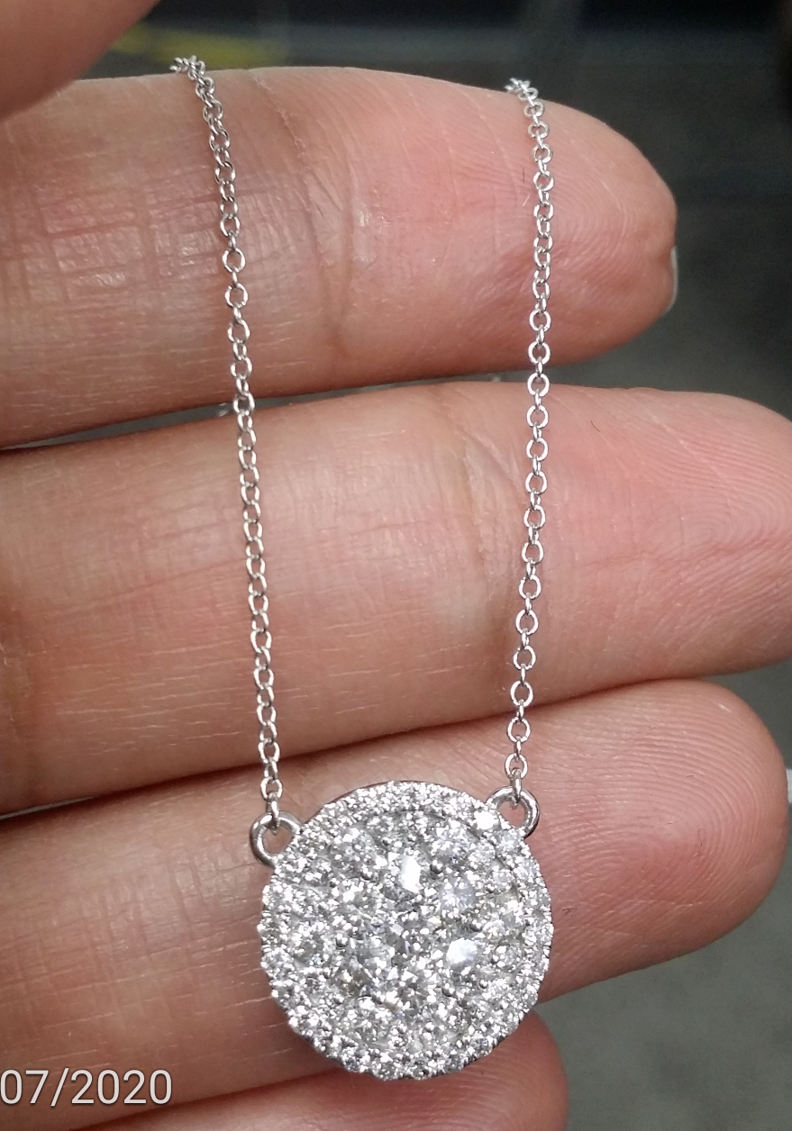 Pre-owned Handmade Deal 1.05ct Genuine Cluster Diamond Pendant Necklace 14k Gold With Chain 18" In H