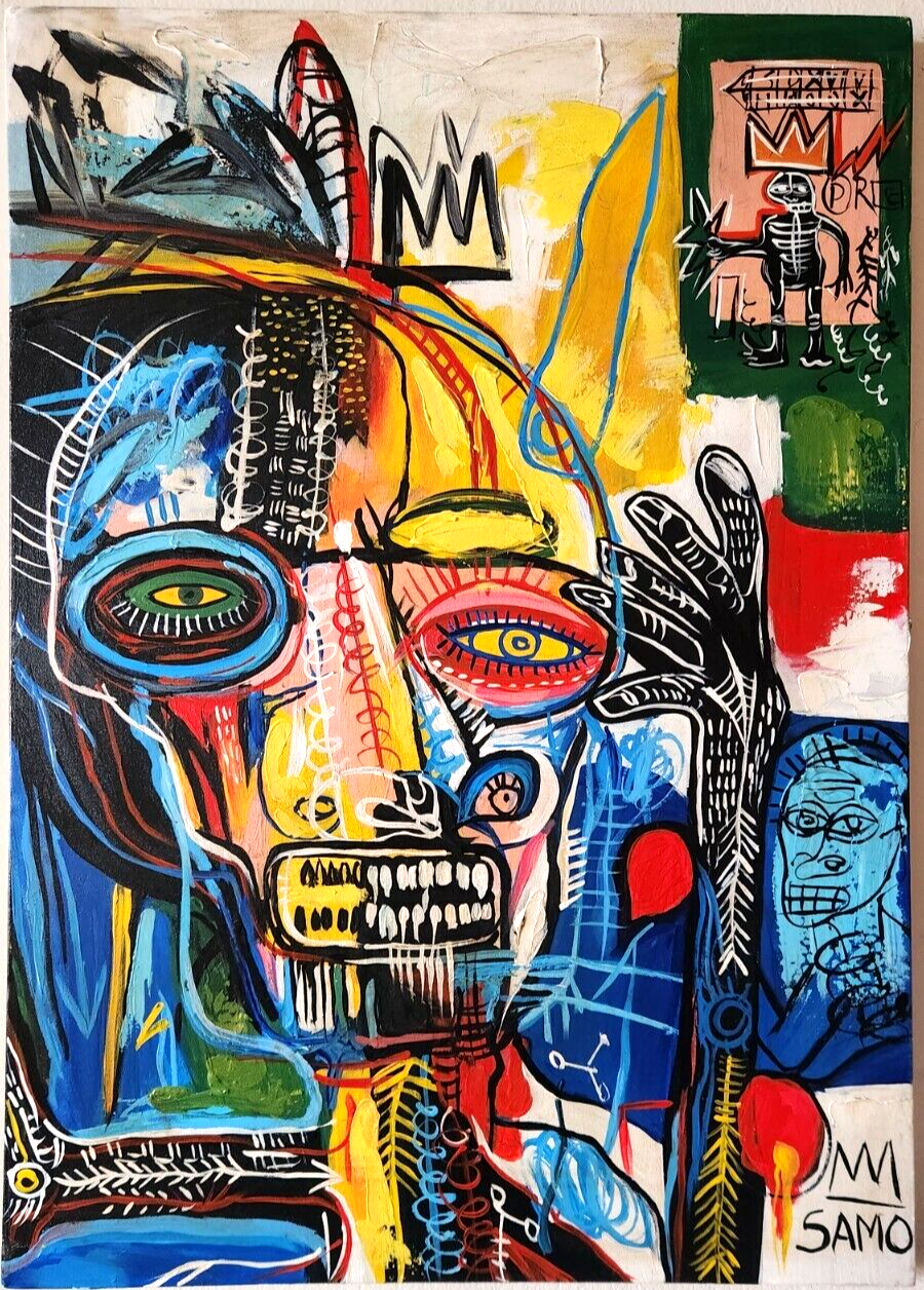 JEAN-MICHEL BASQUIAT 50x70 cm. Acrylic painting on canvas