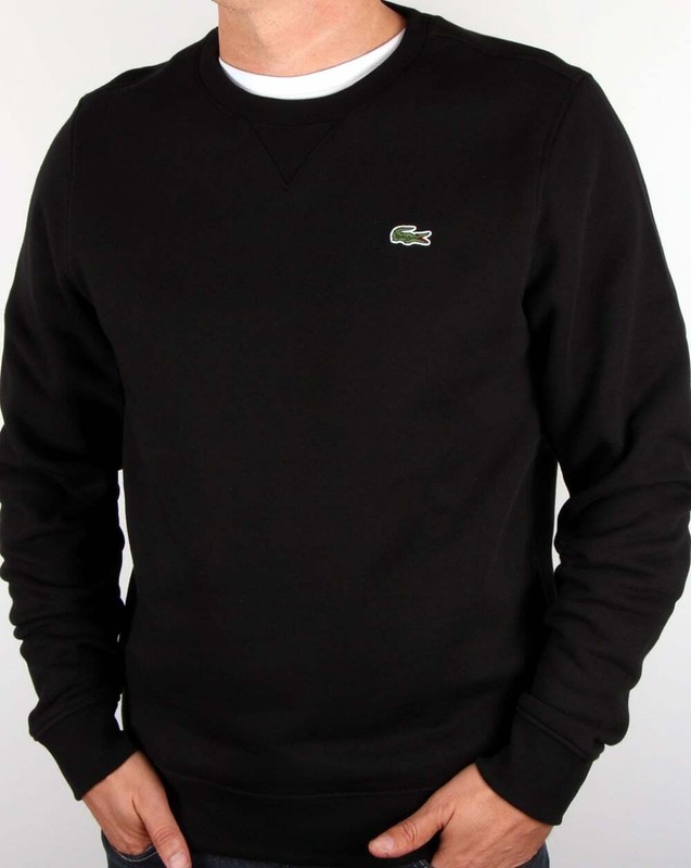 lacoste crew neck sweatshirt black, OFF 