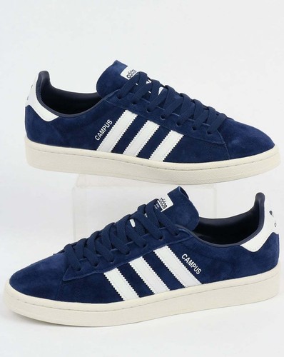 Zapatillas Adidas Campus en Blanco y Azul Marino Gamuza-venta Azul Oscuro  Retro 3 Rayas | eBay