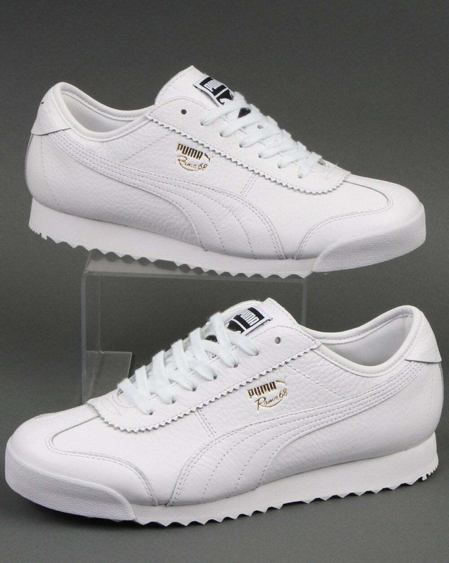 Puma Roma 68 Vintage entrenadores en Cuero Blanco-ZAPATOS TENIS CLÁSICOS  Retro | eBay