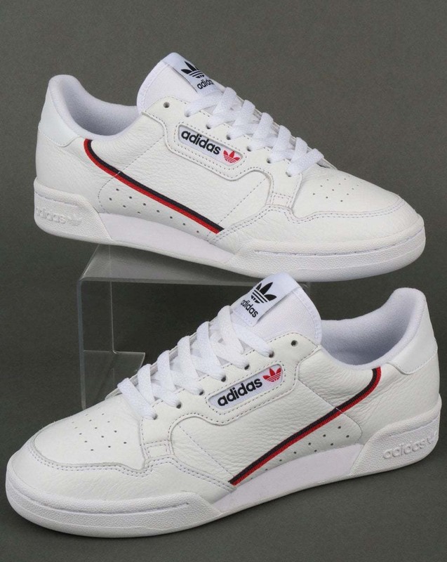 adidas Continental 80 Trainers in White, Red \u0026 Navy - leather retro classic  | eBay