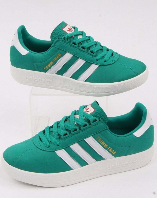 adidas Trimm Trab Trainers in Glory Green \u0026 White - retro 80s casual, terrace | eBay