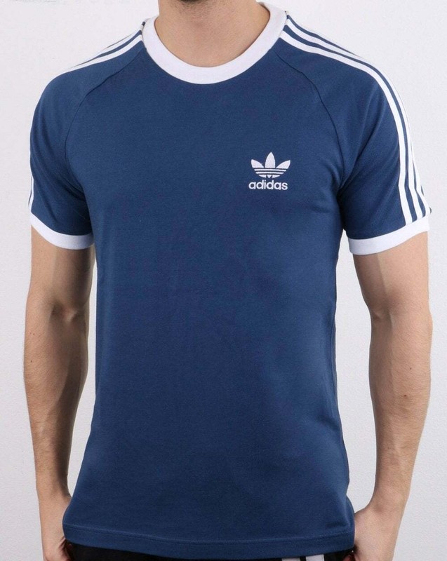 ADIDAS 3 STRIPES T Shirt in Blu-Trifoglio, Originali, Navy, suoneria a Righe Tre | eBay