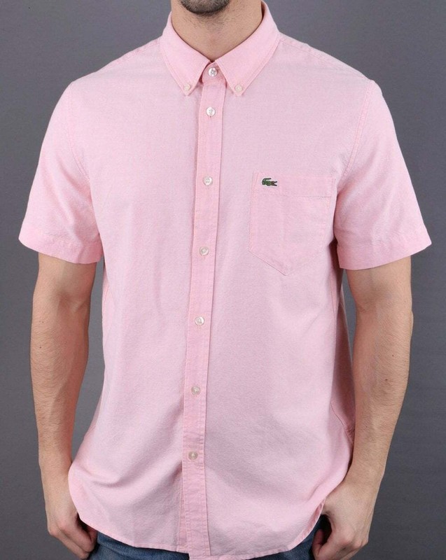 lacoste button down short sleeve