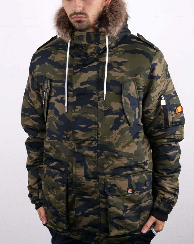 camo parka fur hood