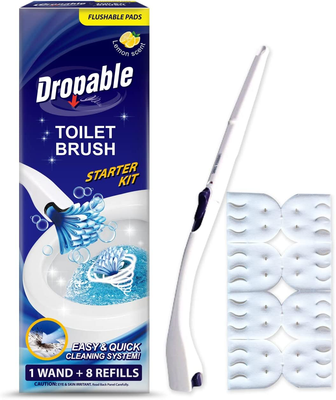 Disposable Toilet Brush Flushable Refill Lemon Scent Stick and