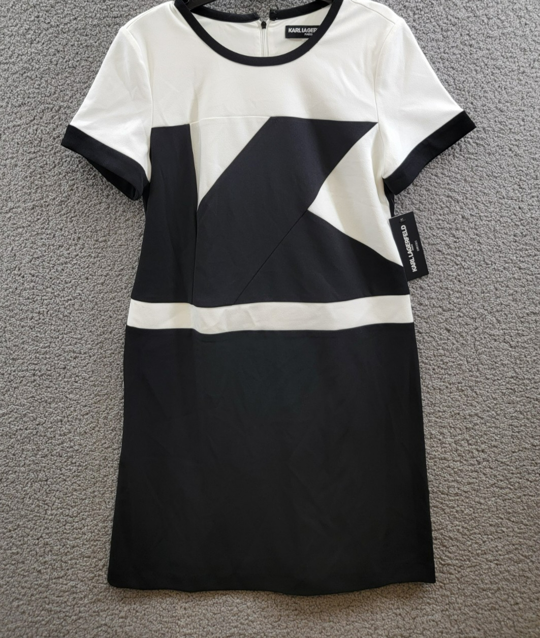 Karl Lagerfeld Colorblocked Sheath Dress Women's 10 Black/White Back Zip Closure - Picture 1 of 15