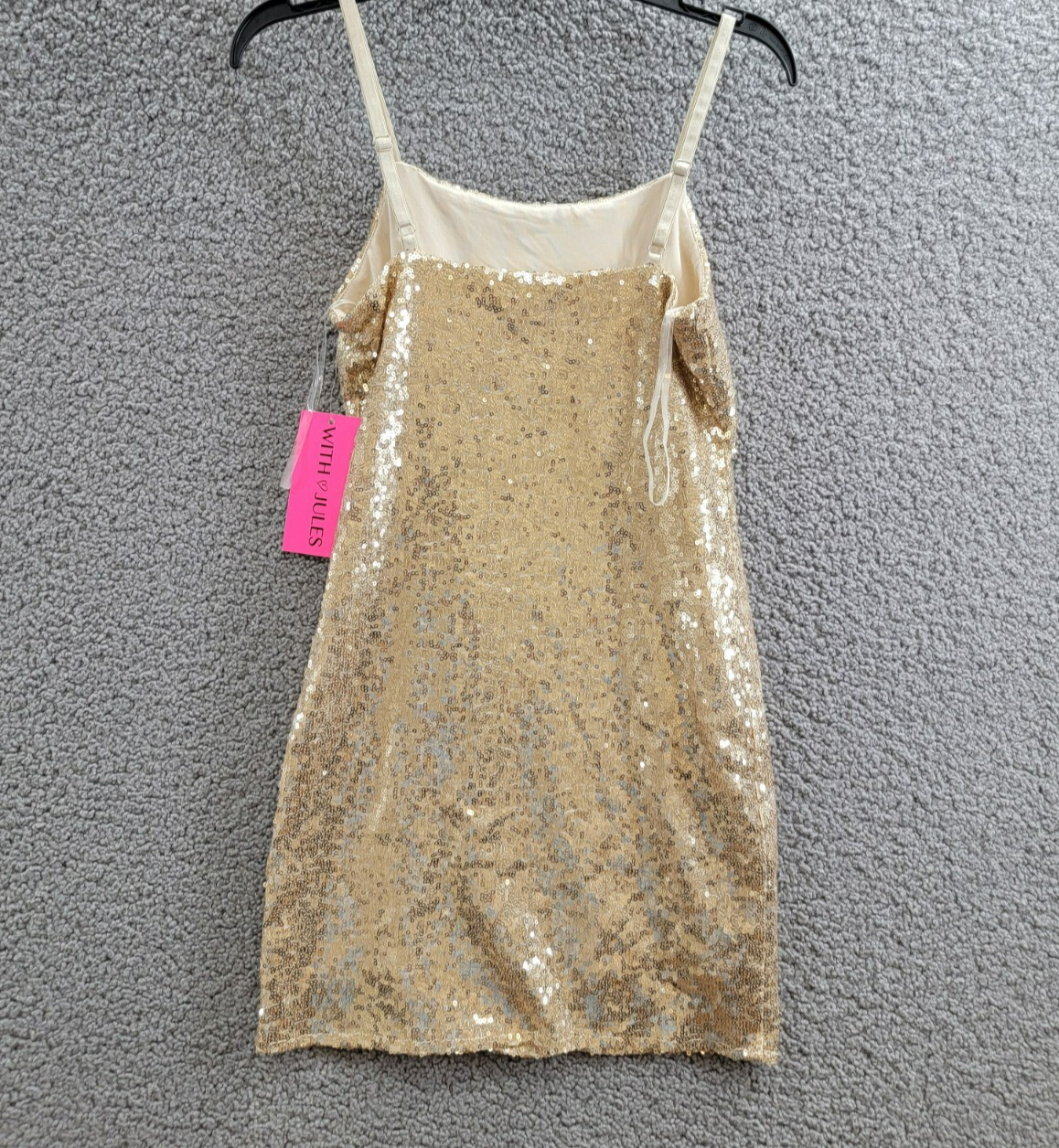 With Jules Sleeveless Sequin Bodycon Dress Big Girls XL Gold Round Neck Pullover - Picture 9 of 15