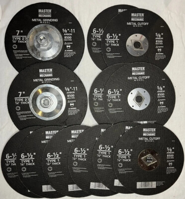 Lot Of Grinding Wheels And Cutoff Wheels 6.5 And 7 Inch Master Mechanic NEW