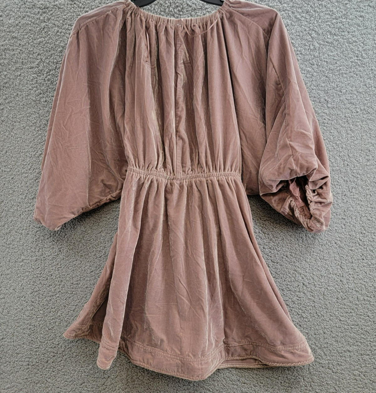 Free People Portia Velvet Mini Dress Women's M Winter Bloom V-Neck 3/4 Sleeve - Picture 9 of 15