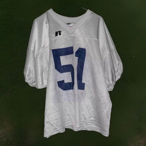 Vintage Russell Athletic Football Jersey XL Half Crop Mesh White #51 NWOT NEW Vintage Russell Athletic Football Jersey XL Half Crop Mesh White #51 NWOT NEW