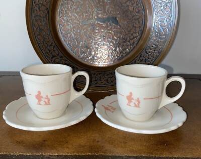 Set of 2 Howard Johnson's Simple Simon & the Pieman Small Cup & Saucer Shenango