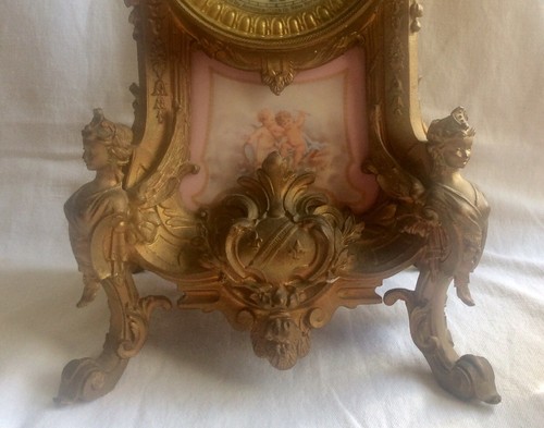 Antique Ansonia Rococo Style Garniture Mantel Clock Set Of Candelabras