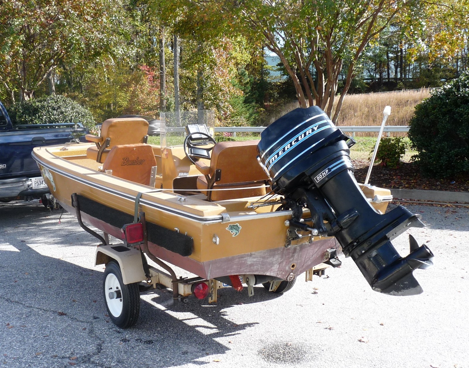 CLASSIC 1973 Bomber Bass Boat, 50 Hp Mercury, Cox Tilt Trailer
