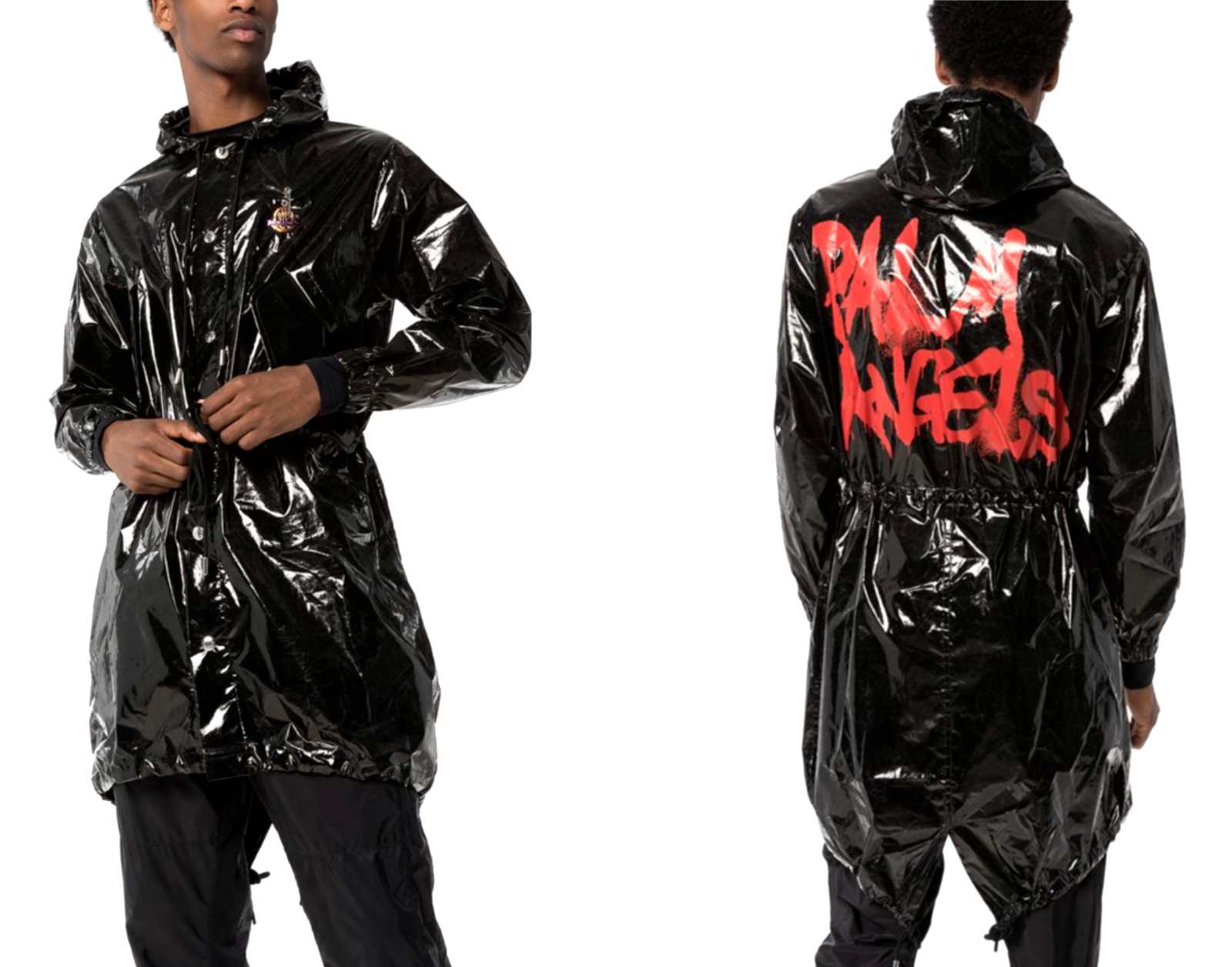 Pre-owned Moncler X Palm Angels Sid Patent Coat Jacket Parka Rainjacket M In Black