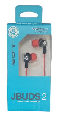 JLAB JBuds 2 Signature Wired Earbuds Custom Fit Comfort Red & Black New