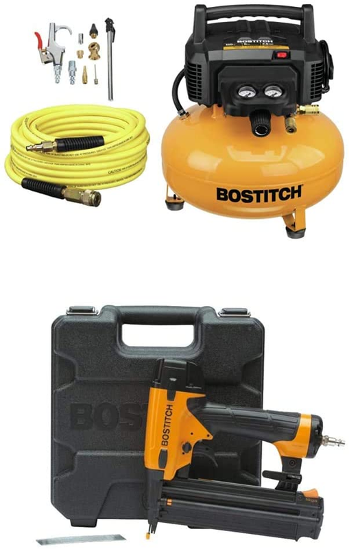 BOSTITCH BTFP02012-WPK 6-Gallon 150 PSI Oil-Free Compressor Kit with Gauge Brad