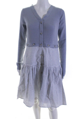 Pre-owned Adeam Womens Convertible Knit Dress Frost Grey Size M In Gray