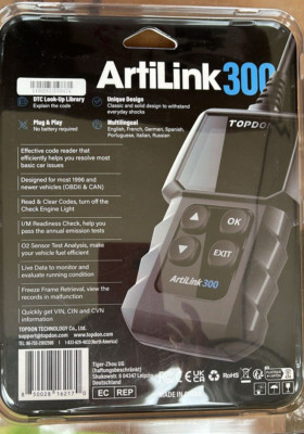 TOPDON ArtiLink 300 Automotive Engine Light Check OBD2 Scan Tool Code Reader 293