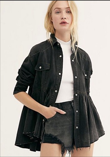 

Вельветовый топ Free People Dylan Babydoll, куртка с оборками спереди, черный , НОВЫЙ