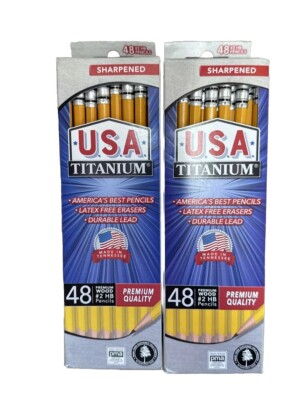 (2) 48 Count Pencils USA Titanium Wood USA 2 Pkg #2 Sharpened Made in the USA