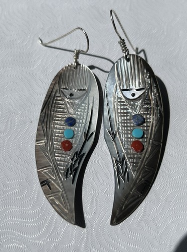 Zuni Corn Maiden Earrings Gloria Chattin Sterling Silver