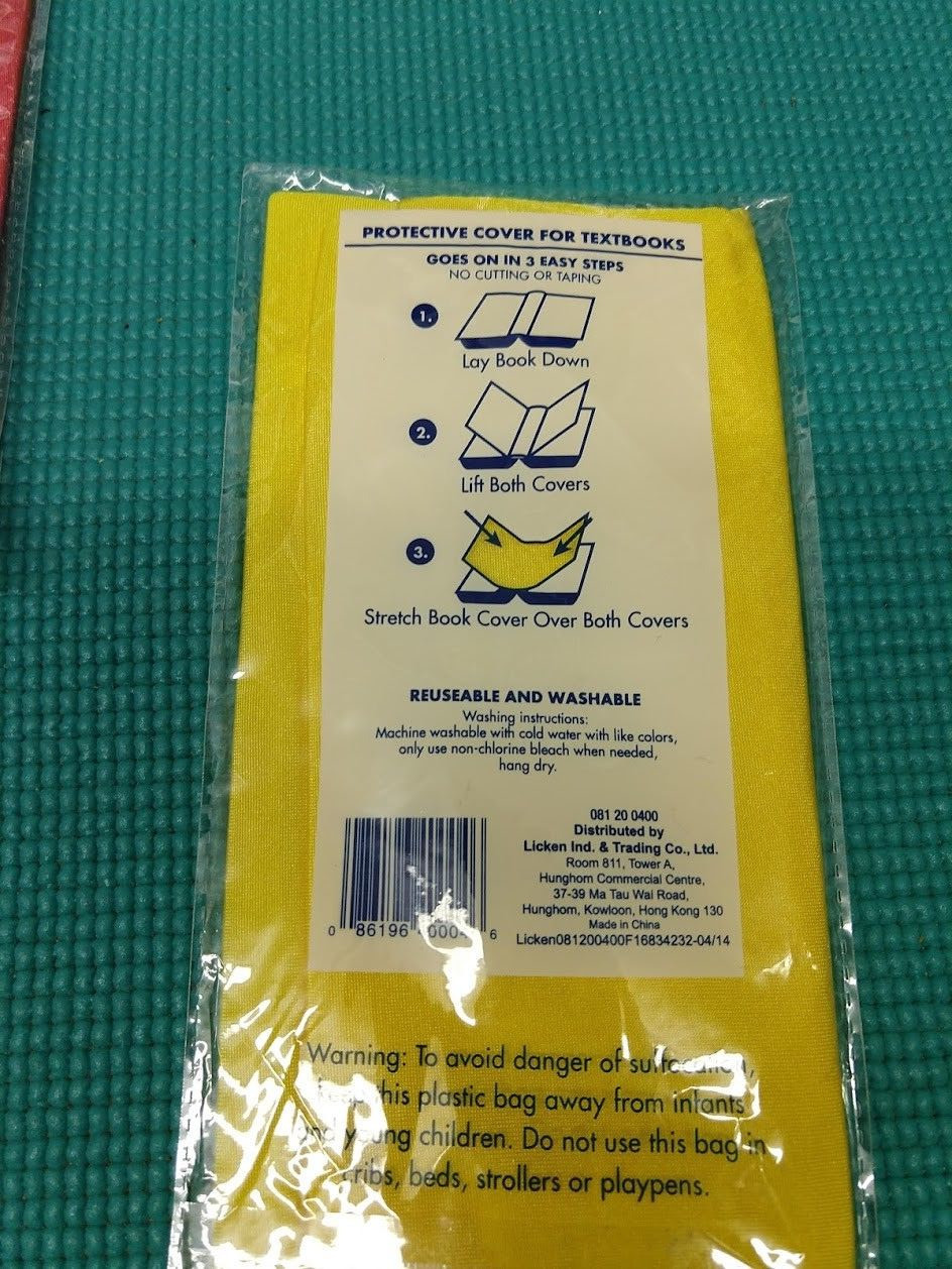 Stretchable Book Cover Lot of 5 Jumbo 10 1/2 x 11 1/2 Assorted Colors