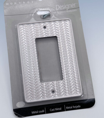 Montage Herringbone Weave White Cast Metal Basketweave Single Rocker Wallplate