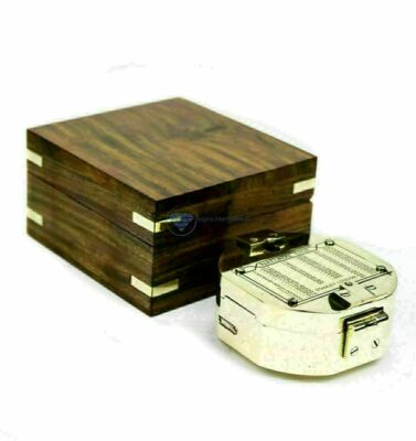 NAUTICAL BRUNTON BRASS COMPASS STANLEY LONDON COMPASS WITH WOODEN BOX