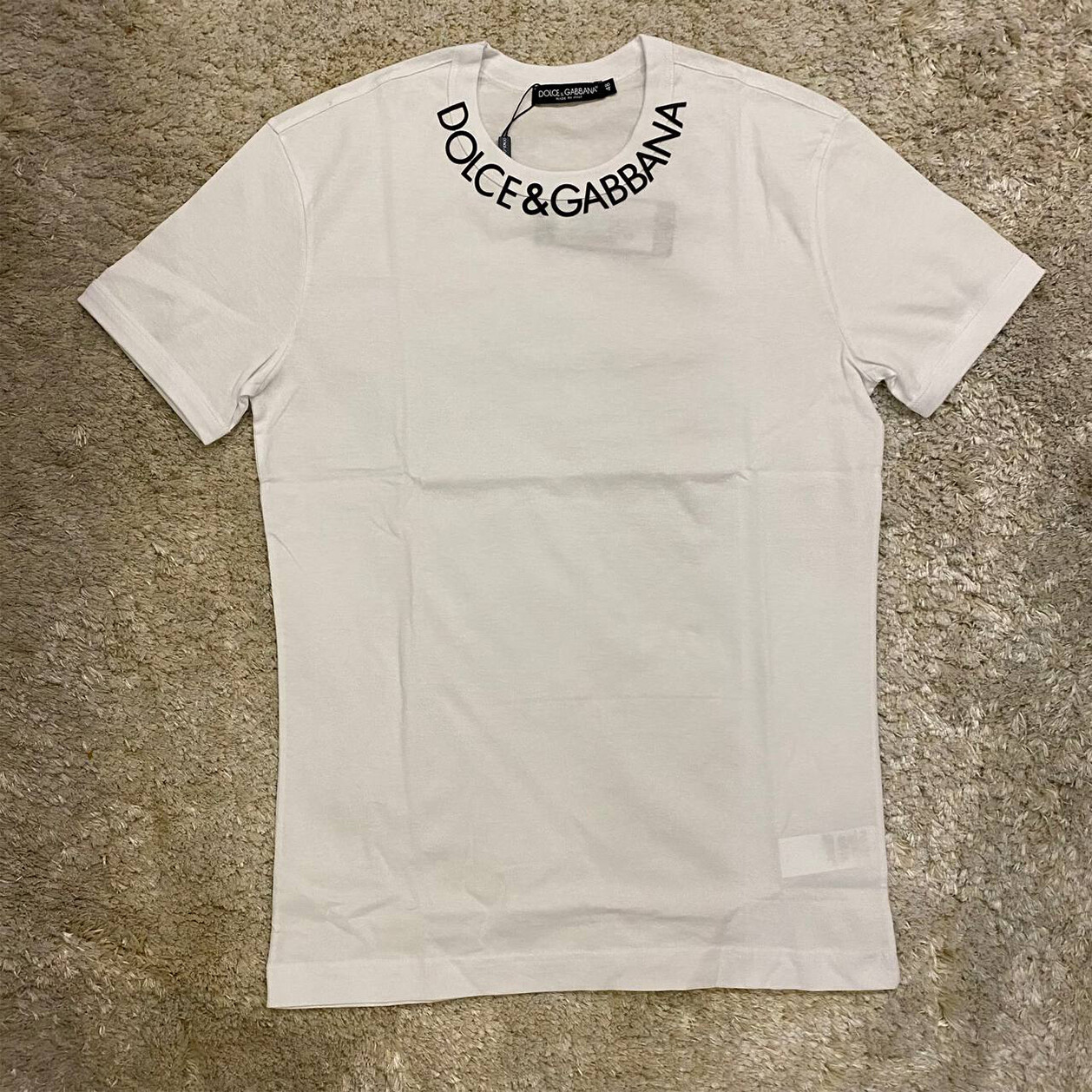 Dolce & Gabbana Men's Neckline Logo Short Sleeve T-shirt Dolce & Gabbana Men's Neckline Logo Short Sleeve T-shirt